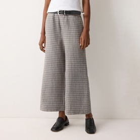 Mara Checked Linen Wide Leg Trousers