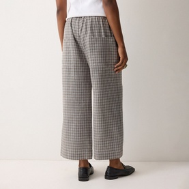 Mara Checked Linen Wide Leg Trousers