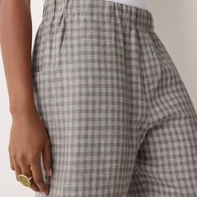 Mara Checked Linen Wide Leg Trousers