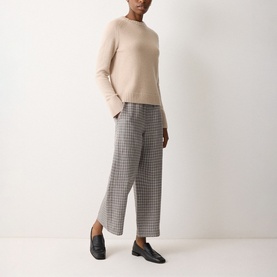 Mara Checked Linen Wide Leg Trousers