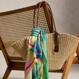 Raffia Medium Basket-Weave Tote Bag
