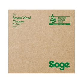 Sage The Steam Wand Cleaner Pack of 6, kraft cardboard packaging with green branding, contains 6x10g cleaning sachets
