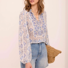 Geo Open Stitch Blouse