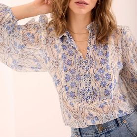 Geo Open Stitch Blouse