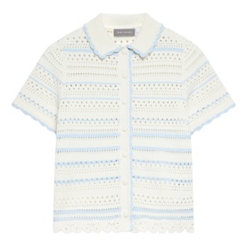 Tipped Pointelle Knitted Shirt