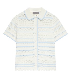 Tipped Pointelle Knitted Shirt