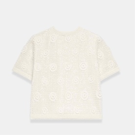 Neutral Sequin Floral Crochet Top