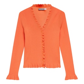 Ruffle Detail Ribbed Cardigan