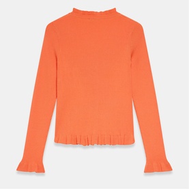 Ruffle Detail Ribbed Cardigan