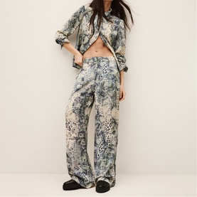 Carrina Snake Print Wide-Leg Trousers