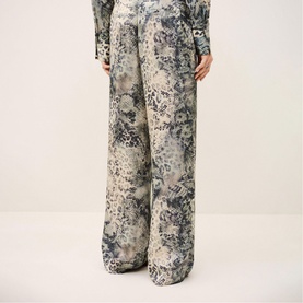 Carrina Snake Print Wide-Leg Trousers
