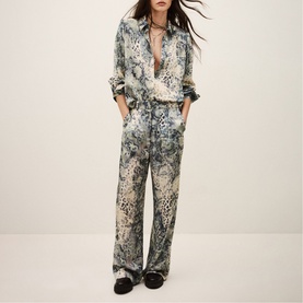 Carrina Snake Print Wide-Leg Trousers