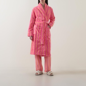 Wave Print Belted Robe