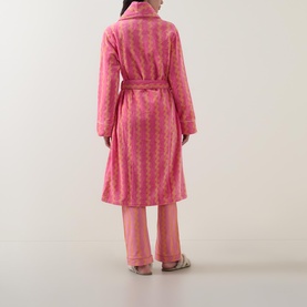 Wave Print Belted Robe