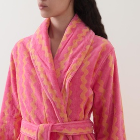 Wave Print Belted Robe