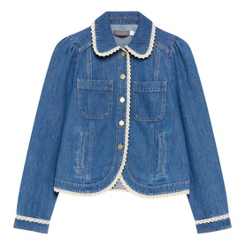 Lace Trim Denim Jacket