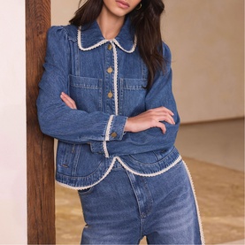 Lace Trim Denim Jacket