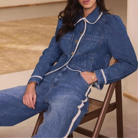 Lace Trim Denim Jacket