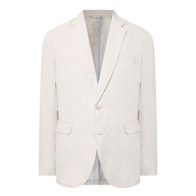 Rodd & Gunn Campbell Island Single-Breasted Blazer in oatmeal linen, notched lapels, button fastening, flap pockets, single vent