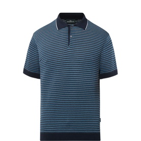 Oyster Island Striped Knitted Polo Shirt