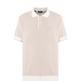 Oyster Island Striped Knitted Polo Shirt