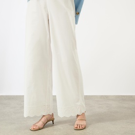 Gretana Broderie Anglaise Wide Leg Trousers