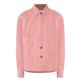 Farah Vintage Mattison Denim Jacket in Dusty Red, pointed collar, button fastenings, front patch pockets, 100% cotton