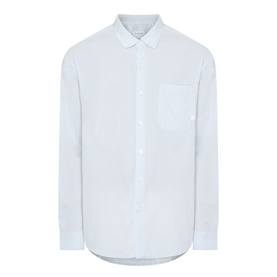 Farah Vintage casual shirt in Blue Nickle, long-sleeve cotton with button-front placket and single chest pocket