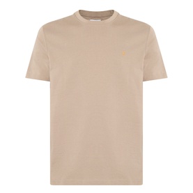 Farah Vintage Danny Logo T-Shirt in Stone Grey, crew neck, short sleeves, small logo detail on chest, 100% cotton