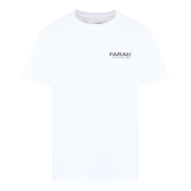 Farah Vintage Clissold Logo T-Shirt in white, crew neck, short sleeves, small logo print on chest, straight hem, 100% cotton