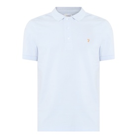 Farah Vintage Blanes Logo Polo Shirt in Blue Nickle, polo collar, short sleeves, embroidered logo, button fastenings, 100% cotton