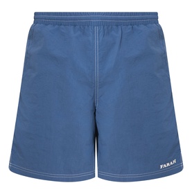 Farah Vintage Edgar Logo Textured Swim Shorts in Soft Green with elasticated waistband, contrast stitching, and embroidered logo detail