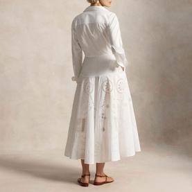 Cut-Out Embroidered Shirt Dress