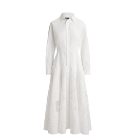 Cut-Out Embroidered Shirt Dress