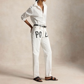 Logo High-Rise Straight Leg Jeans