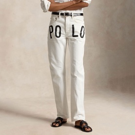 Logo High-Rise Straight Leg Jeans