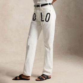 Logo High-Rise Straight Leg Jeans