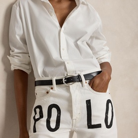 Logo High-Rise Straight Leg Jeans