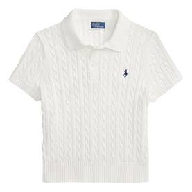 Cable Knit Cropped Polo Shirt