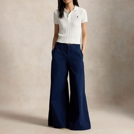 Cable Knit Cropped Polo Shirt