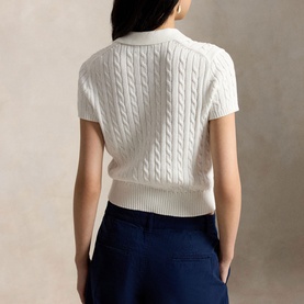 Cable Knit Cropped Polo Shirt