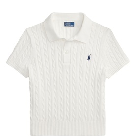 Cable Knit Cropped Polo Shirt