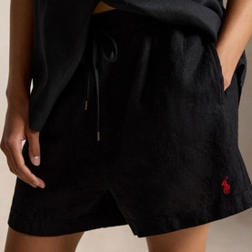 Pony Logo Linen Drawstring Shorts