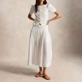 Eyelet Flared Skirt
