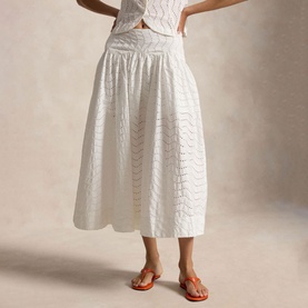 Eyelet Flared Skirt