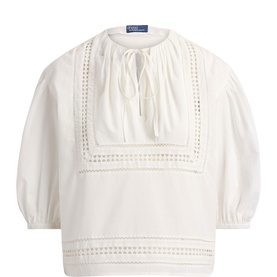 Lace Trim Tie Blouse