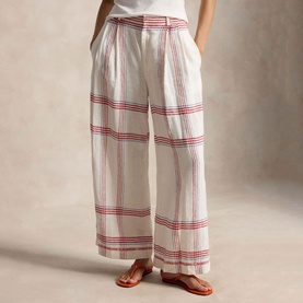 Plaid Cropped Wide Leg Trousers