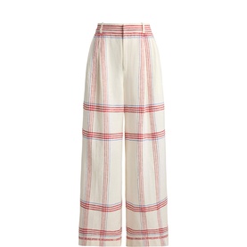 Plaid Cropped Wide Leg Trousers