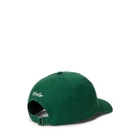 Ralph Lauren cap in New Forest green, rear view showing white Polo script logo and adjustable strap closure