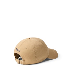 Ralph Lauren Polo cap in Vintage Khaki, rear view showing adjustable strap and embroidered Polo script logo on side panel.